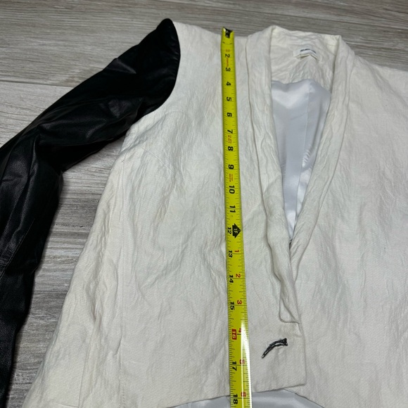 Helmut Lang Leather Linen Moto Jacket Size 0 - Picture 8 of 12